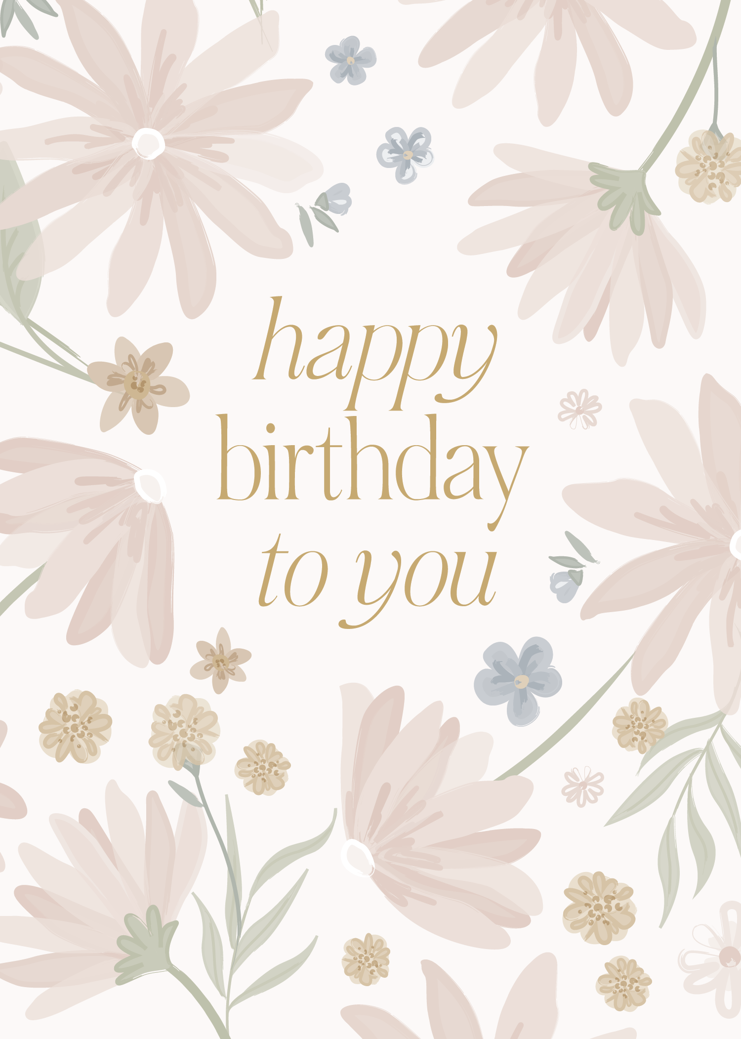 Greeting Card Blushing Floral- Happy Birthday